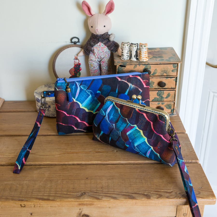 Wristlet purse or small clutch made with Liberty of London tana lawn