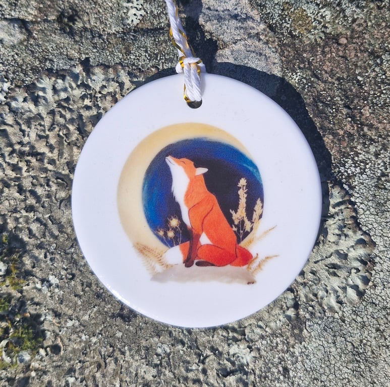 The Fox & the Moon Ceramic Hanging Bauble