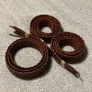 Bundle of 3 Milk Chocolate Brown Leather Plaited Belt Blanks (Free GB Shipping)