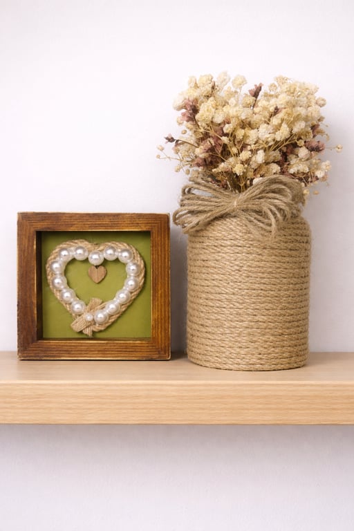 Little Country Heart – Twine & Pearl Rustic Frame (10cm x 10cm)