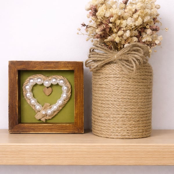Little Country Heart – Twine & Pearl Rustic Frame (10cm x 10cm)