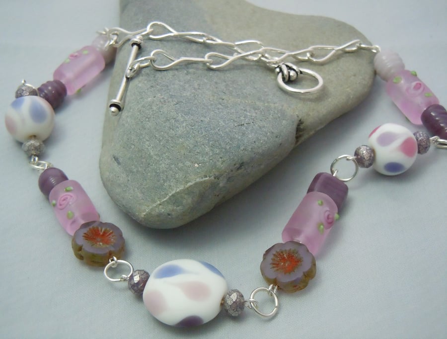 Artisan Lampwork & Czech glass bead statement necklace