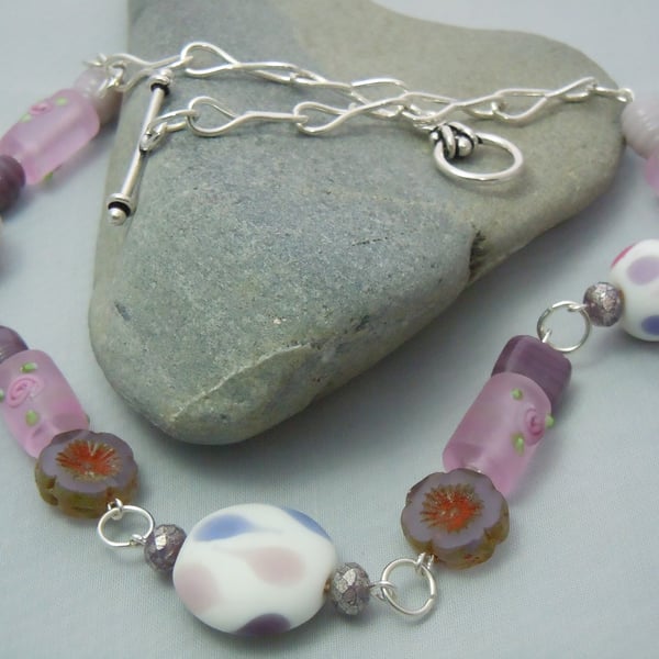 Artisan Lampwork & Czech glass bead statement necklace