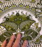 Hollywood Regency MidCentury Rococo French Vintage Green White Fabric Lampshade  - Image 8