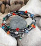 Haematite and crystal memory wire bangle - Image 1