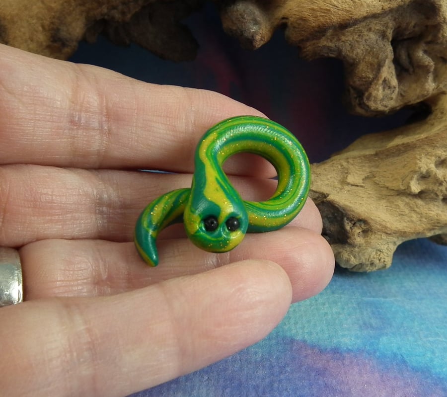 Spring Sale ... Tiny Snake OOAK Sculpt by artist Ann Galvin