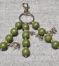 Bag Charm – Olive-Green Stone Beads with Animal Charms Triple Dangle