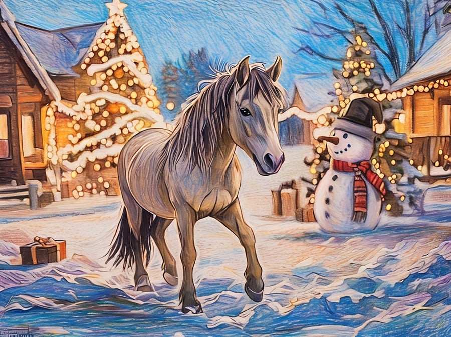 Pony Christmas Greeting Card A5