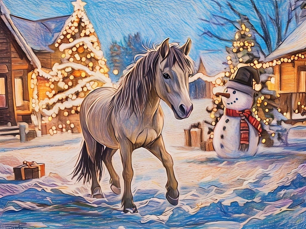 Pony Christmas Greeting Card A5