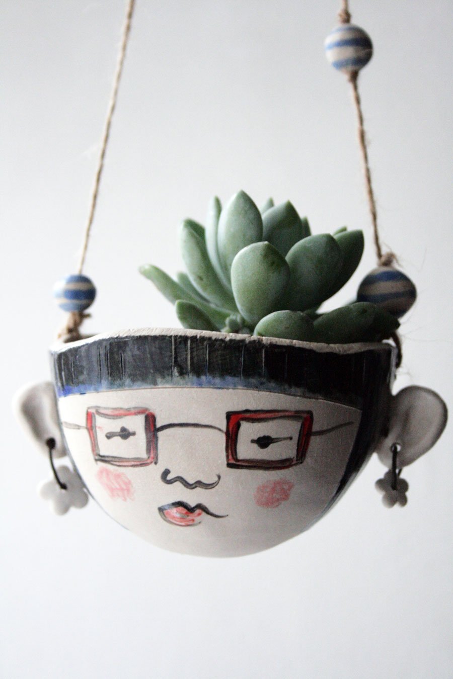 Ceramic hanging planter-Astrid hipster-garden plant pot