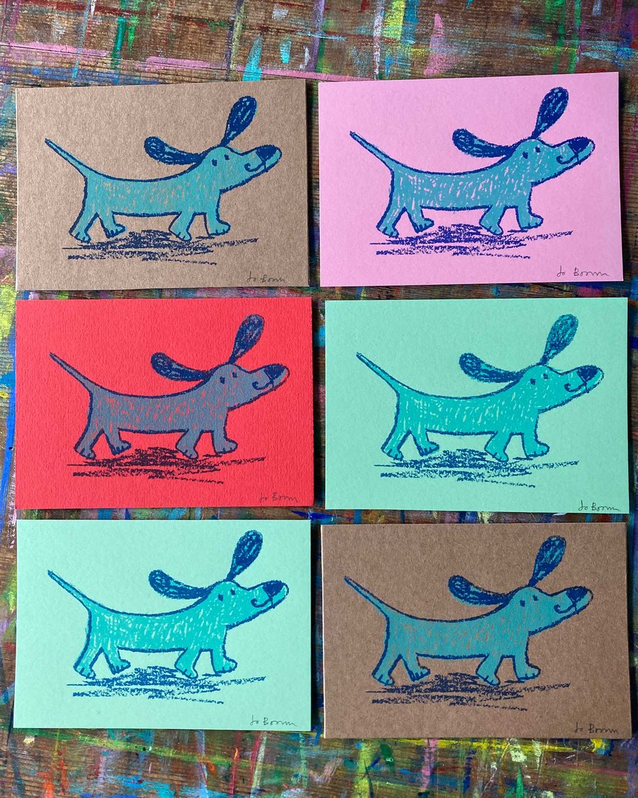 Mini print- happy sausage dog