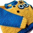 Hand knitted minion cardigan age 2 