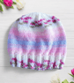 Hand Knitted Baby Hat 0-3 Months, Pink Flowers Beanie, Girls Hat, Baby Gifts - Image 1