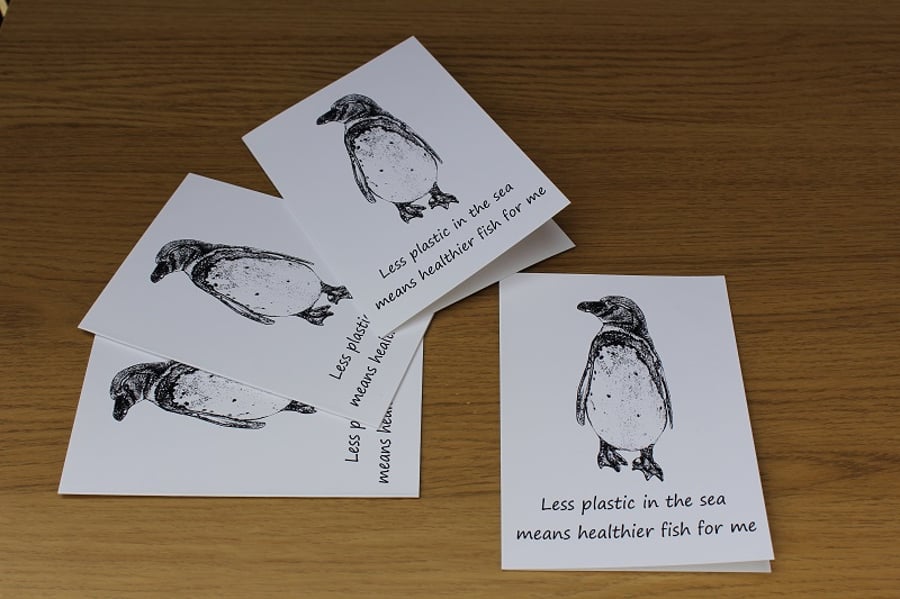 Penguin Greeting Cards or Notelets, pack of 4 