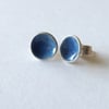 Slate blue enamelled silver earrings