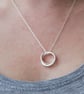Sterling Silver Textured Interlinking Rings Pendant, hoops pendant - Image 5