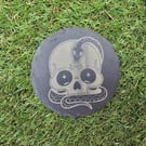 Skull and Snake Slate Coaster - Handmade Gothic Home Decor - Laser Engraved 