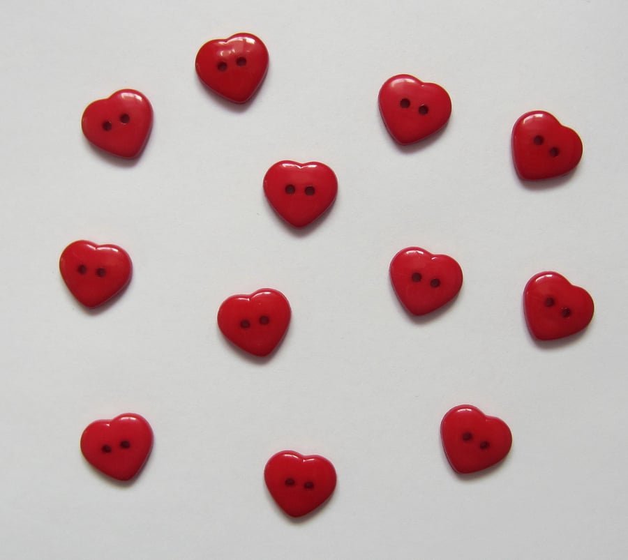 12 Red Heart Buttons