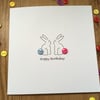 Hoppy Birthday - Birthday Card - Bunnies with button tails Birthday Card