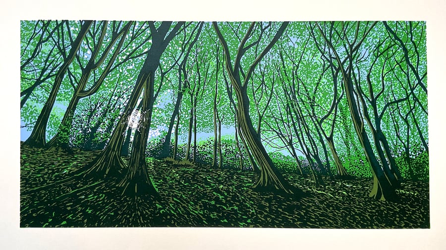 'Sunlight through the trees' original screen print - perfectly imperfect