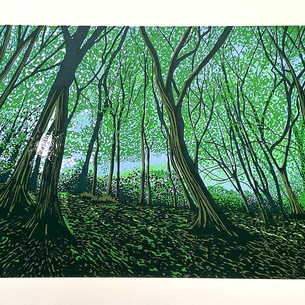 'Sunlight through the trees' original screen print - perfectly imperfect