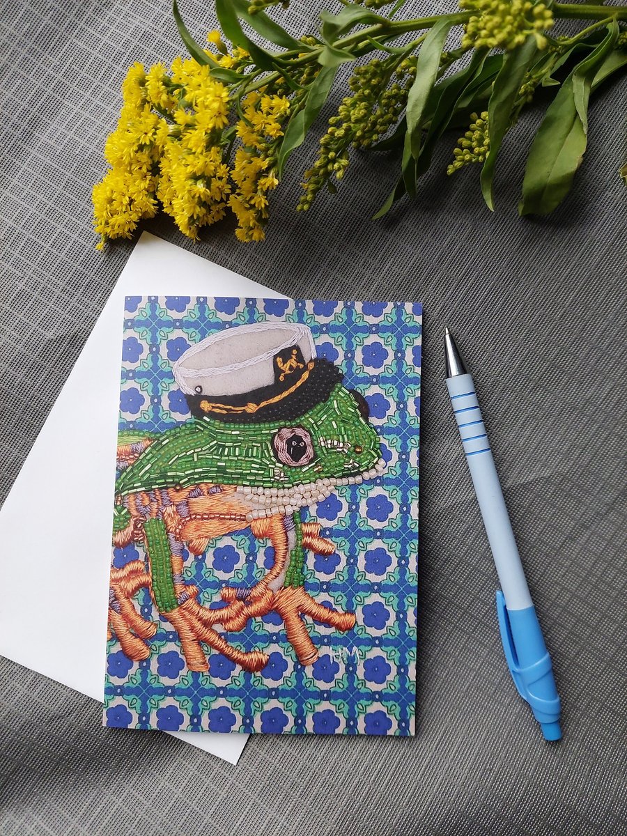 Sailor frog blank greeting card