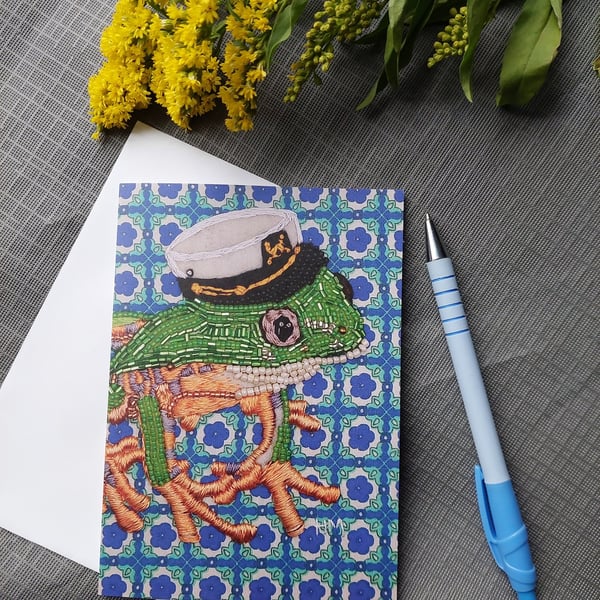 Sailor frog blank greeting card