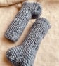 Long Legged Knitted Booties for Carried Babes - Baby Blue Yarn - 0 to 3 Months
