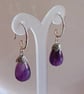 Handmade tear drop amethyst earrings, gift for women, dangle earrings - Image 5
