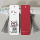 Funny Cat Bookmark – Hand-Drawn with Tassel and Velvet Finish