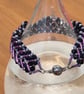 Chevron beaded bracelet with magnetic clasp - Purple & Black