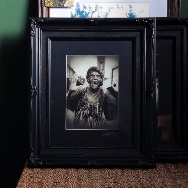 Gothic Horror Archival photo in Antique Upcycled Frame