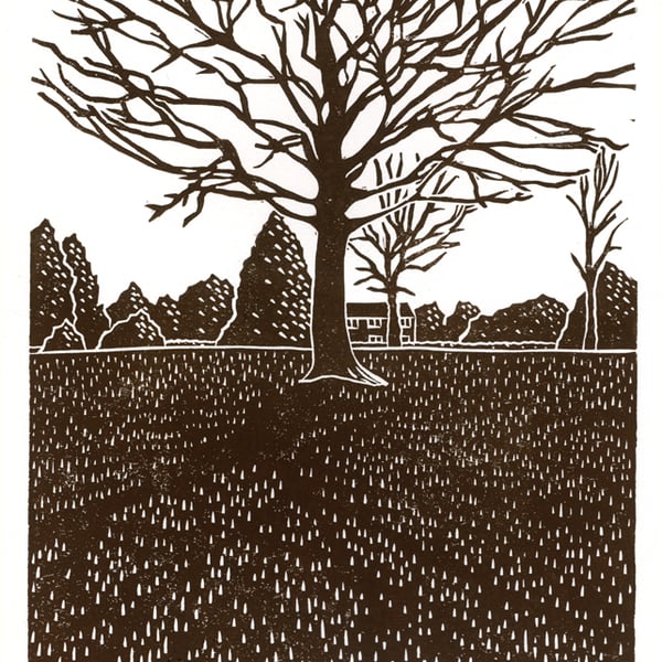 Tree Study No.2 (Clay Wood) linocut print