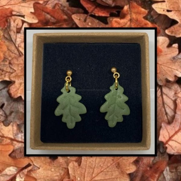 Fallen oak leaves lightweight clay earrings