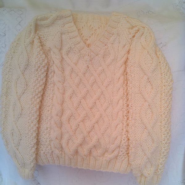 Lattice Cable Aran Jumper for a Boy or Girl, Child's Knitted Jumper, Custom Make