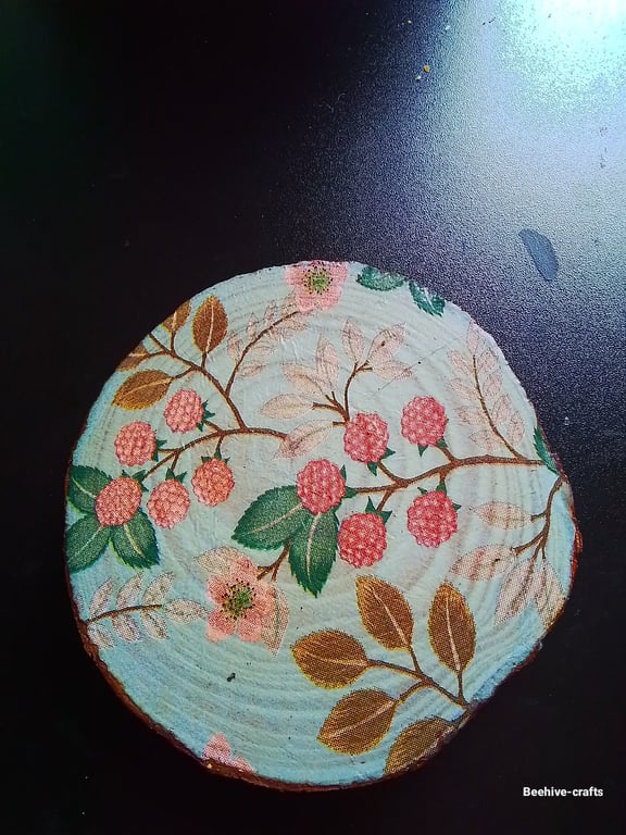 Woodslice decoupage coaster 