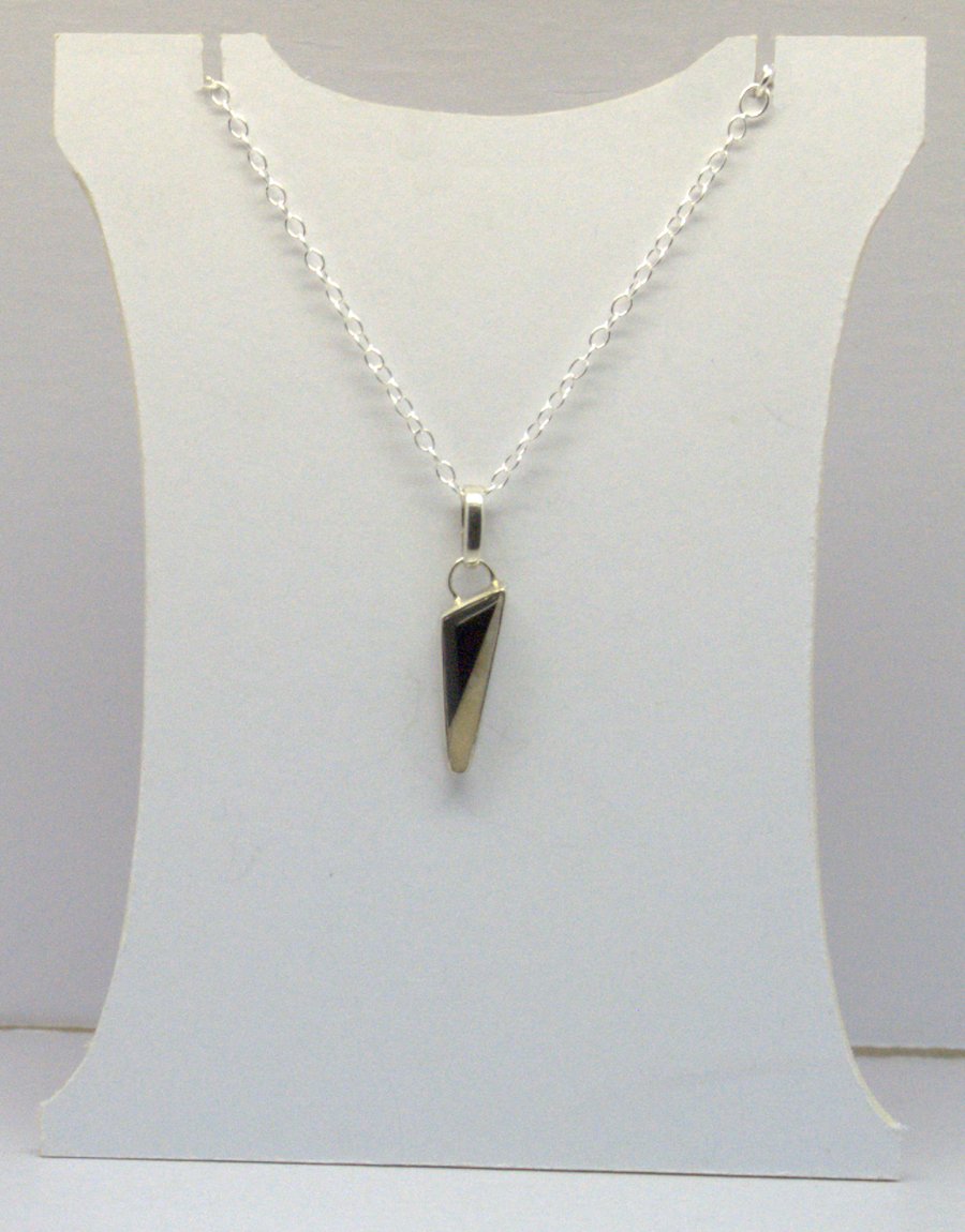 Whitby Jet & Carrara Marble Long Triangle