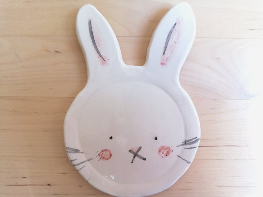 FOR Tracy, bunny dish, tiny robin, tiny cat and mini cottage with tree