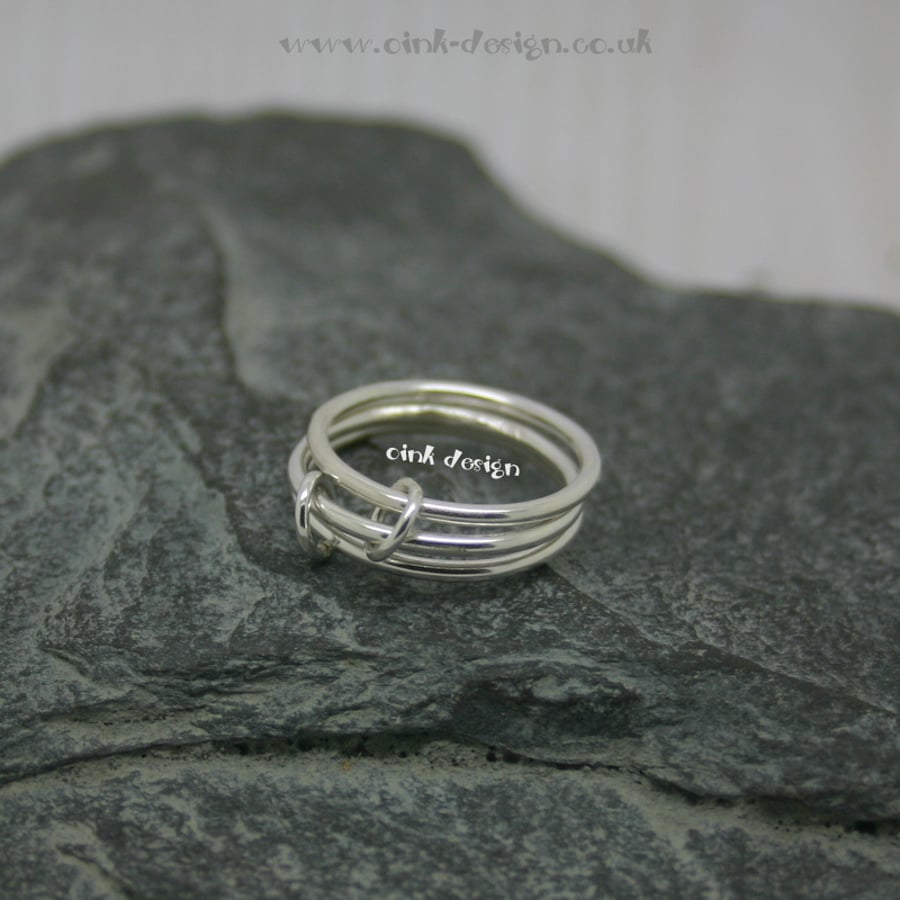 Sterling silver stacking style rings size T