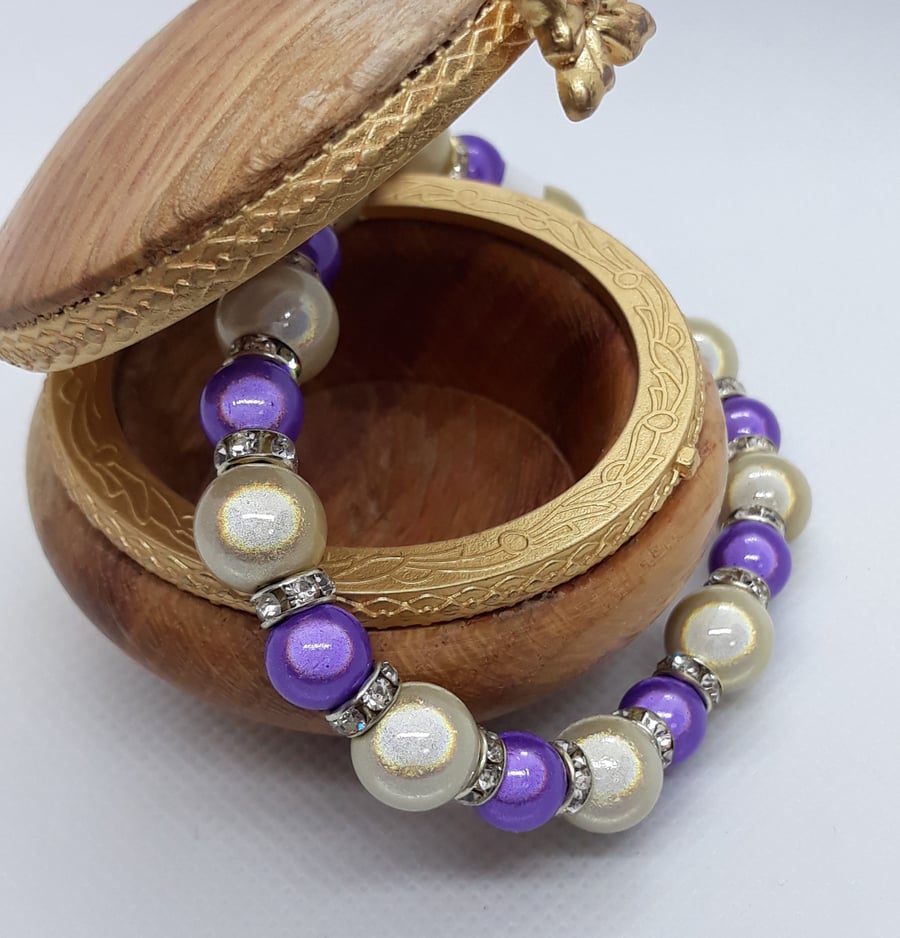BR333 Yellow and purple miracle bead bracelet