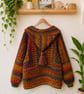 Hooded Crochet Jacket Size M - L