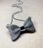 Upcycled Handmade Silver Mesh Bow Necklace - Bow Tie Necklace - costume jewelry