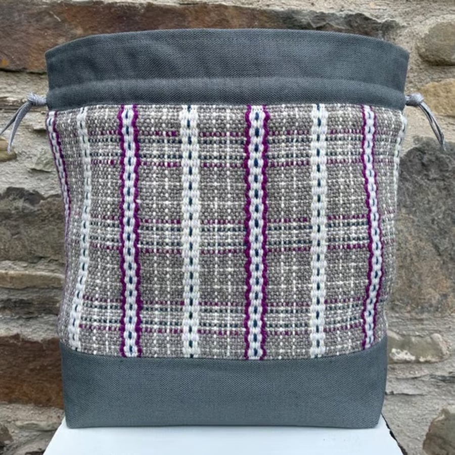 Image of Cariad Bag - Berry range. Damson, Dusky Lilac & Prussian Blue.Handwoven in Wales