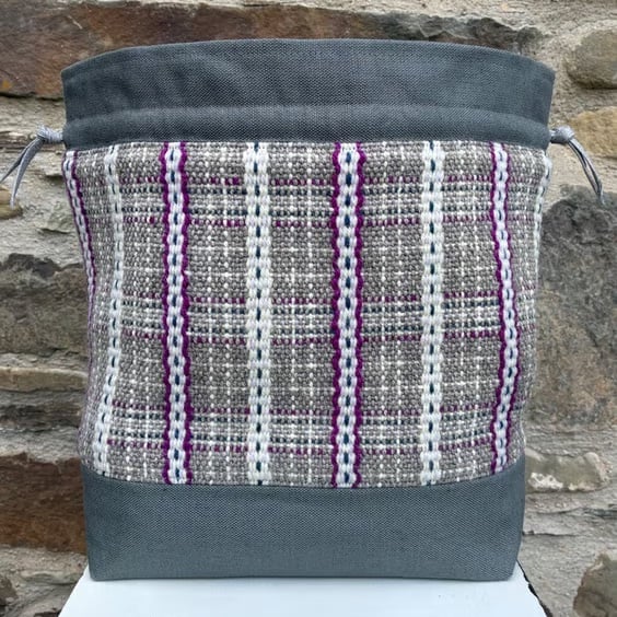 Cariad Bag - Berry range. Damson, Dusky Lilac & Prussian Blue.Handwoven in Wales