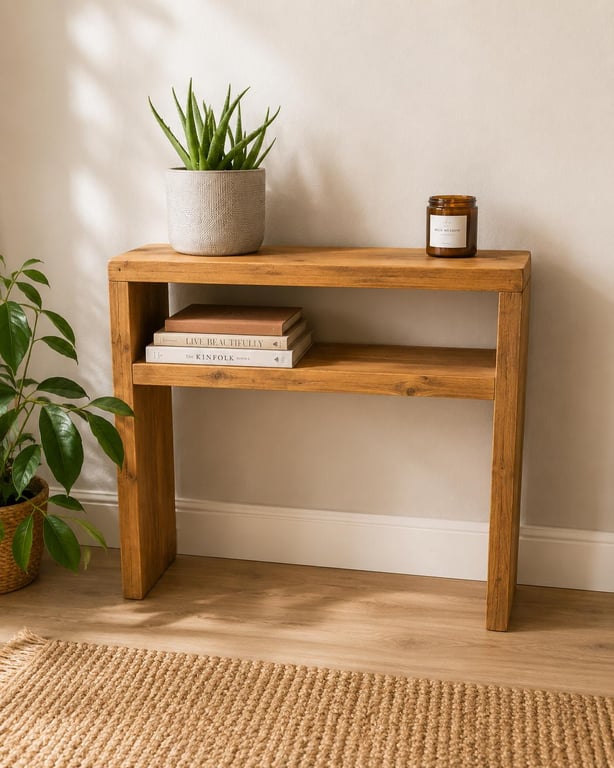 Handmade Rustic Wooden Console Table: Farmhouse Hallway Decor