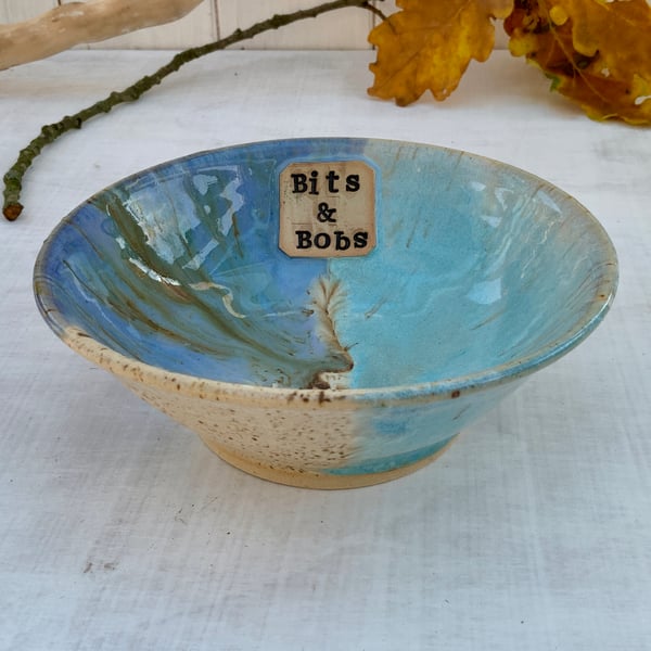 Bits & Bobs Decorative Dish with Winter Wood, Midnight Rain & Norse Blue glaze