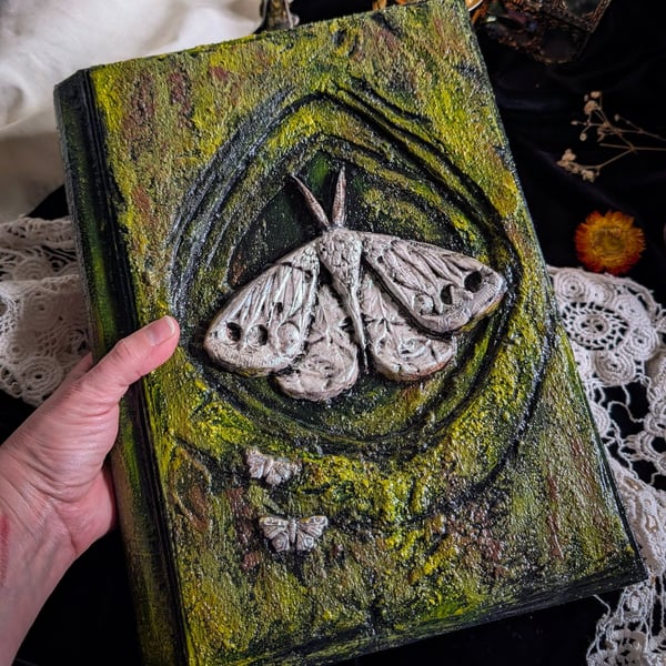 Moth Apothecary Book as Green Witch Grimoire
