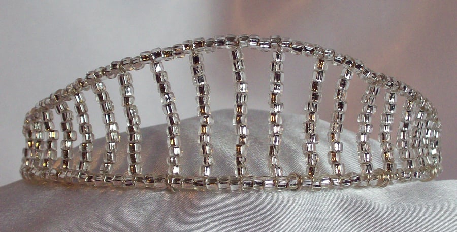 Silver lined glass bead Tiara