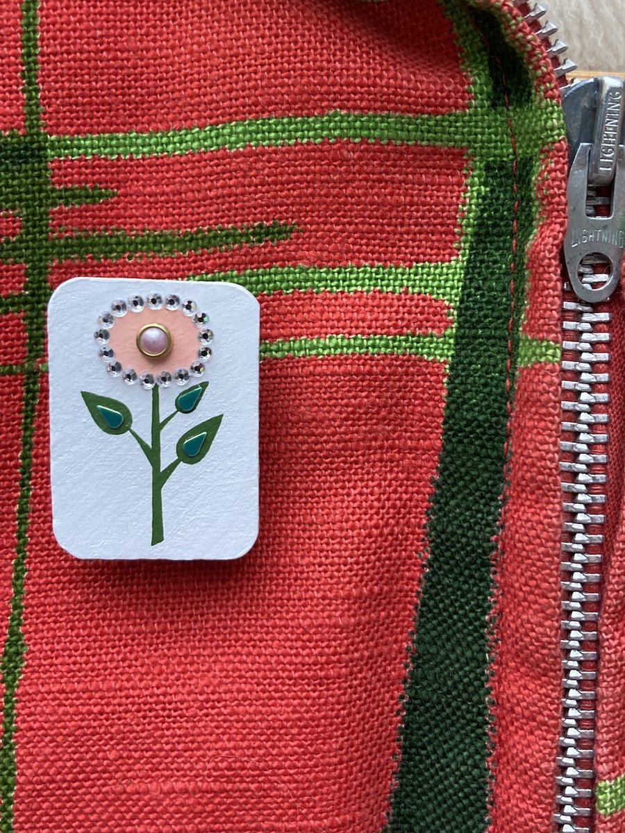 Hand painted Enid Collins of Texas Flower Brooch 1