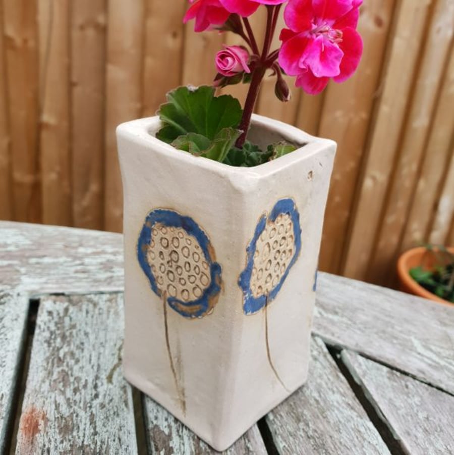 Square Dandelion Ceramic Bud Vase